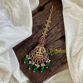 Premium AD Stone Lakshmi Maang Tikka -Green Bead-G10543